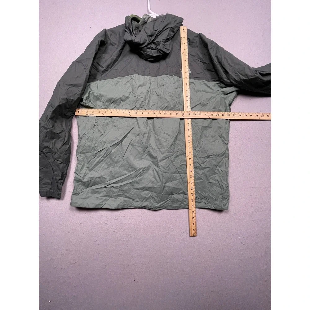 The North Face Hooded Windbreaker Jacket Men XXL Grey Green Colorblock Excellent